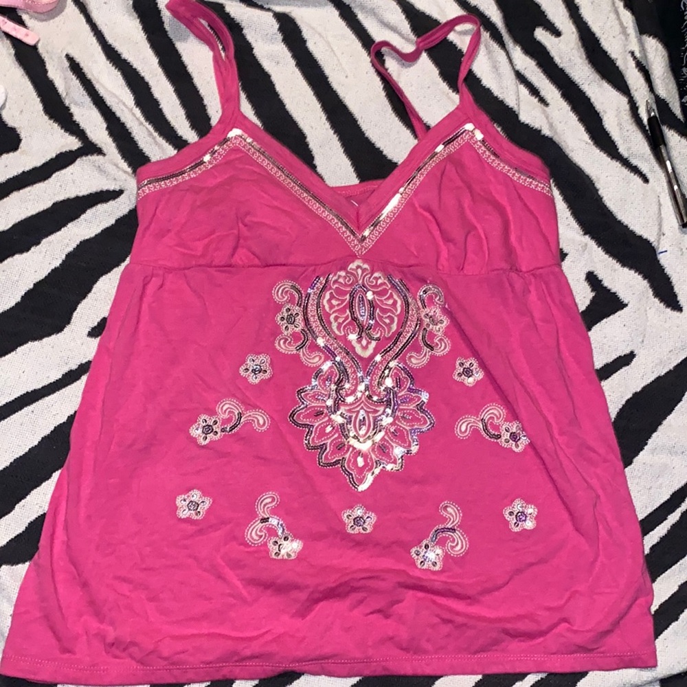 Y2K Hot pink bimbocore sequin top